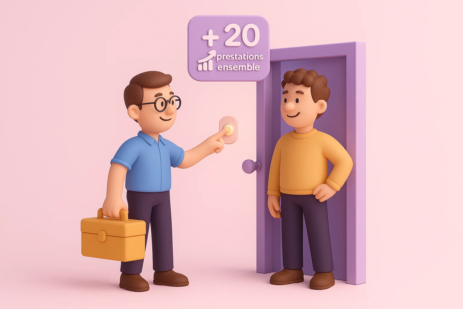 Illustration de la fidélisation client dans les services à la personne – intervenante souriante et client satisfait