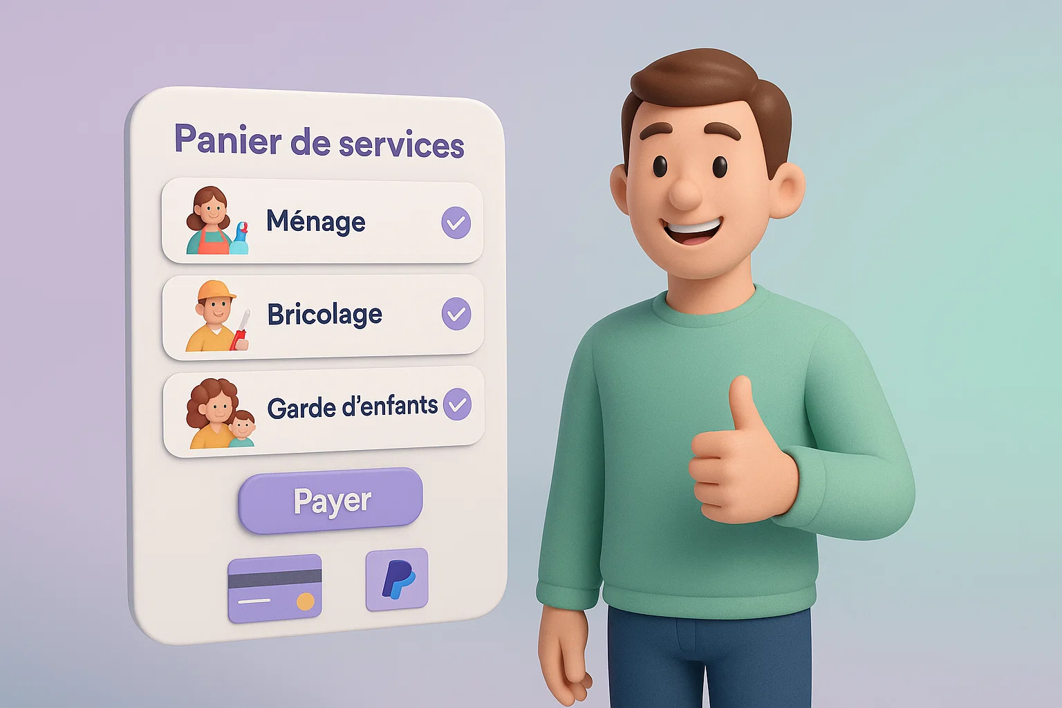 Client réglant une prestation de services à la personne en ligne via le portail sécurisé PlatformEasy.