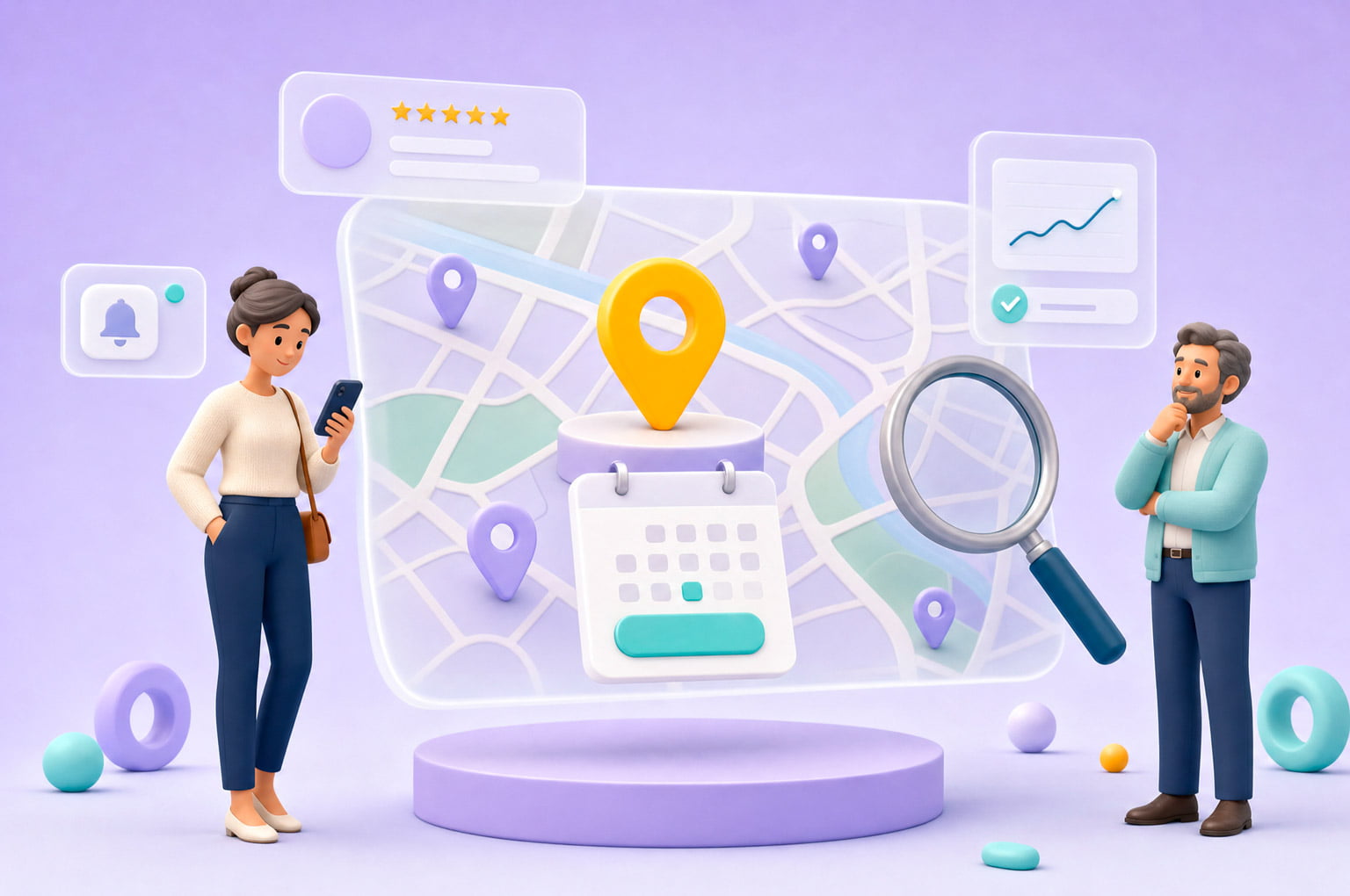 Une carte et une barre de recherche avec un bouton de réservation directe sur la fiche d'un prestataire de services